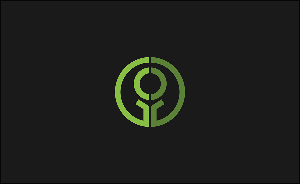 Logo design - opposing GC initials forming an abstract golf ball on a tee